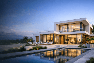 أفضل تصميم فلل مودرن بواجهة زجاجية وخطوط معمارية عصرية فاخرة