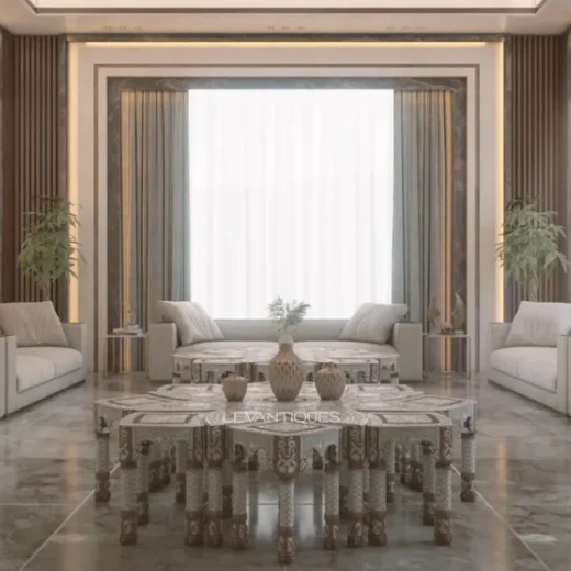 مصمم داخلي في عمان يصمم غرفة معيشة حديثة داخل فيلا فاخرة