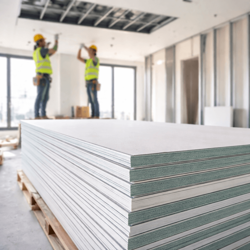 جبس بورد K-Board الأردن أثناء تركيب سقف جبس بورد حديث داخل مشروع تشطيب داخلي