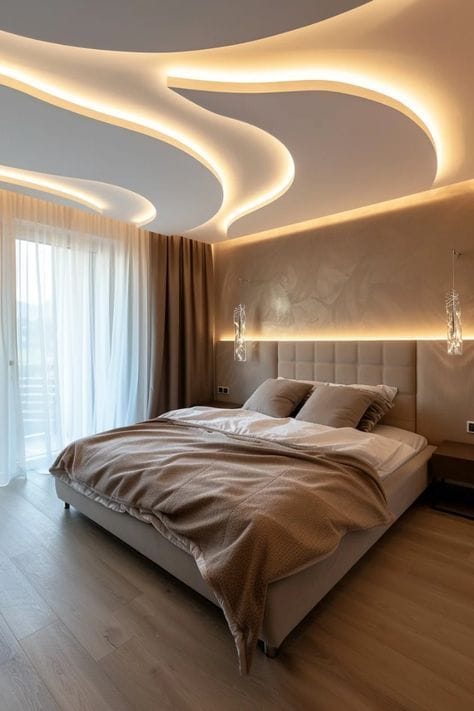 جبس بورد knauf الأردن knauf-gypsum-board-jordan سقف جبس بورد knauf حديث مع إضاءة مخفية led في غرفة معيشة