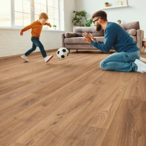 أرضيات krono original الأردن لامينيت بتصميم خشبي طبيعي داخل غرفة معيشة حديثة