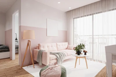 تصميم غرف معيشة مودرن بألوان محايدة وأثاث عصري