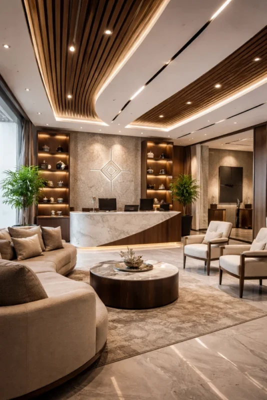 التصميم الداخلي التجاري في الأردن لمكتب حديث فاخر