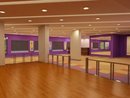 التصميم الداخلي التجاري في الأردن لصالة رياضية حديثة في عمّان