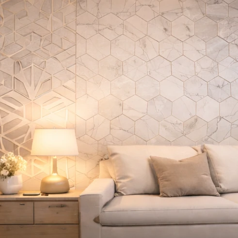 ألواح mdf ديكورية للجدران بتصميم هندسي عصري في ديكورات الجدران الداخلية في الأردن