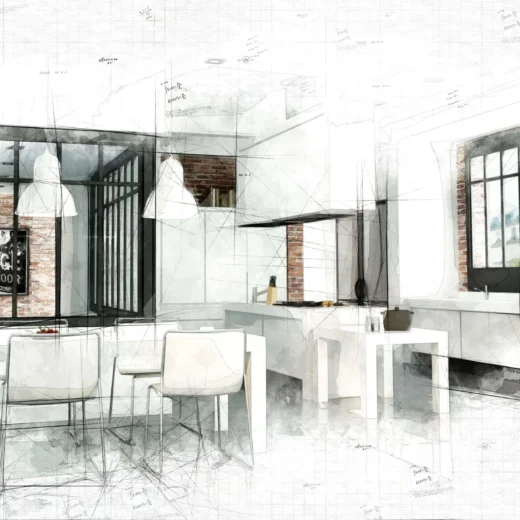 مراحل تنفيذ مشروع التصميم الداخلي من المخططات 2d إلى التصميم ثلاثي الأبعاد ثم التنفيذ الواقعي