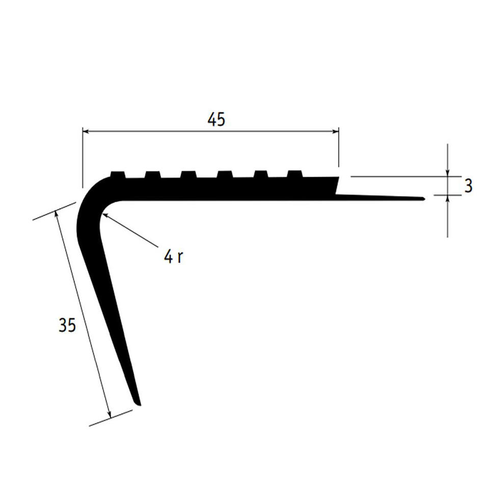 Th_Pvc_Stairnosing_Nm20.Jpg pvc stair nosing - nm 20 black - الصورة 1